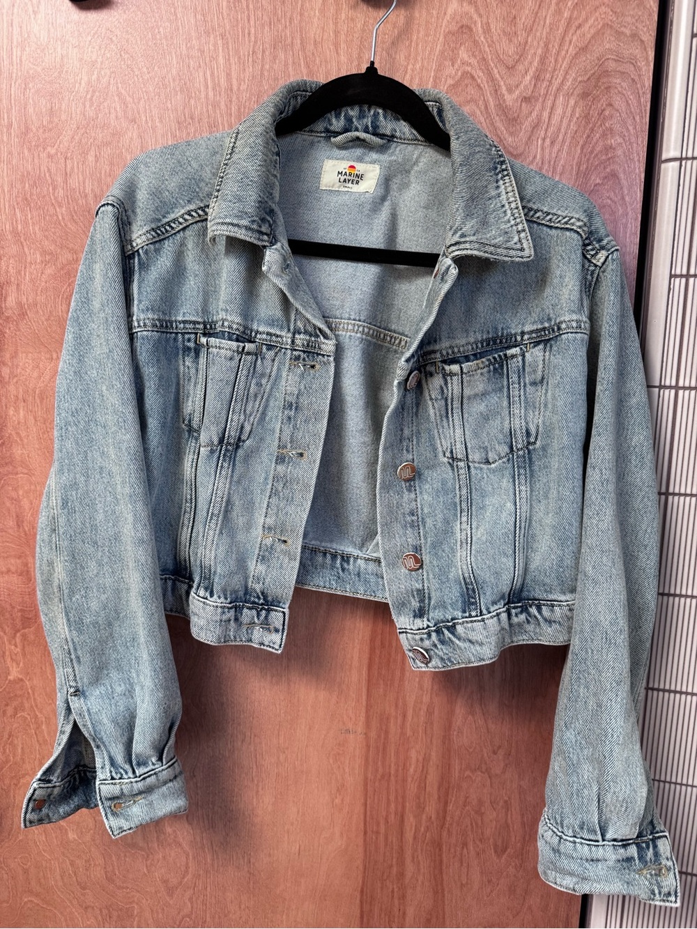Marine Layer Light Wash Cropped Denim Jacket